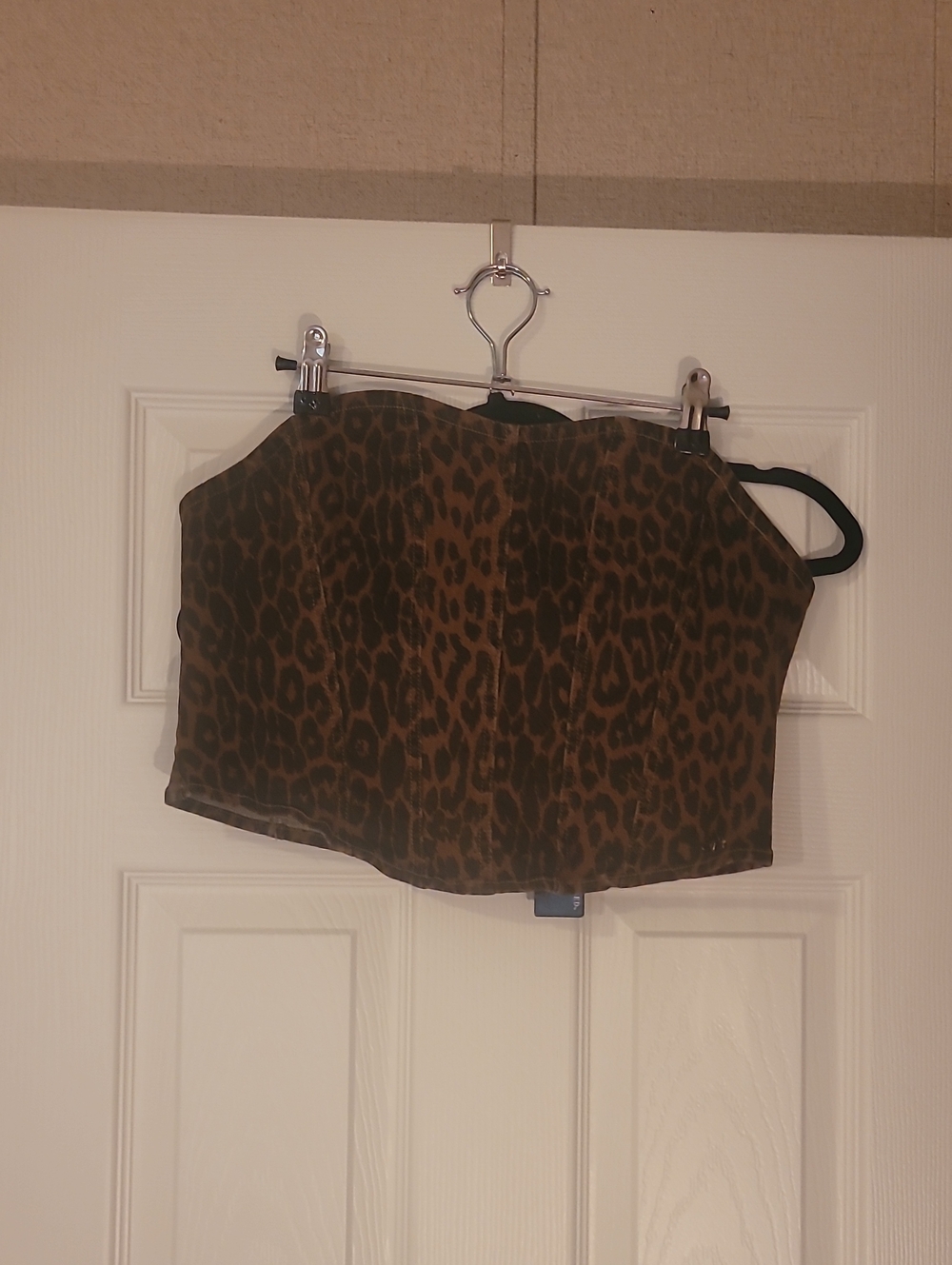Lucky & Blessed Brown Leopard Print Strapless Corset Top
